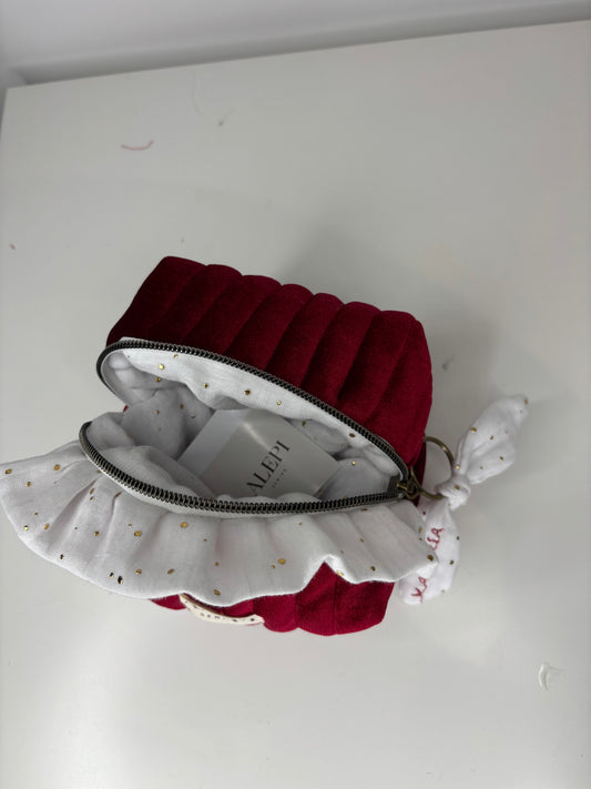Red Velvet – Beauty Case in velluto rosso elegante personalizzabile