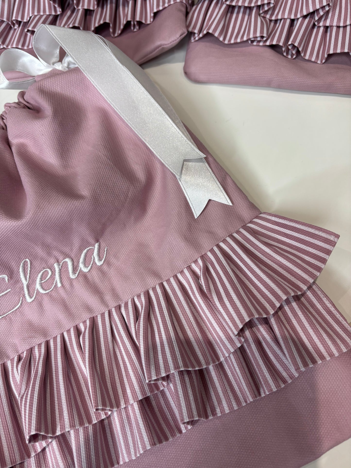 Sacca nascita neonato personalizzata con nome – cotone con voulant