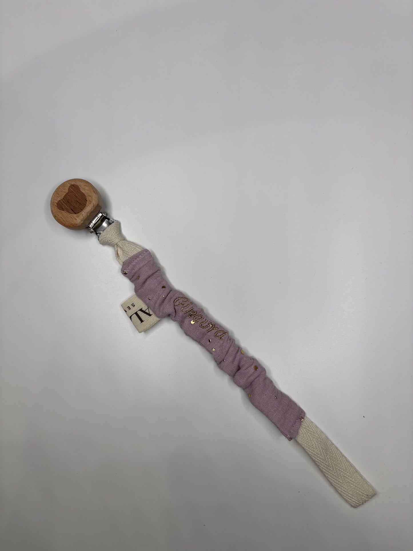 CLIP PORTA CIUCCIO MUSSOLA glitter Rosa antico