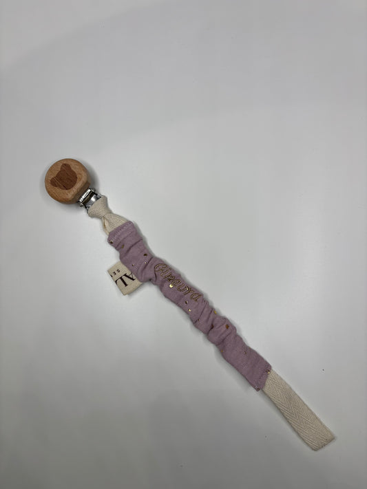 CLIP PORTA CIUCCIO MUSSOLA glitter Rosa antico