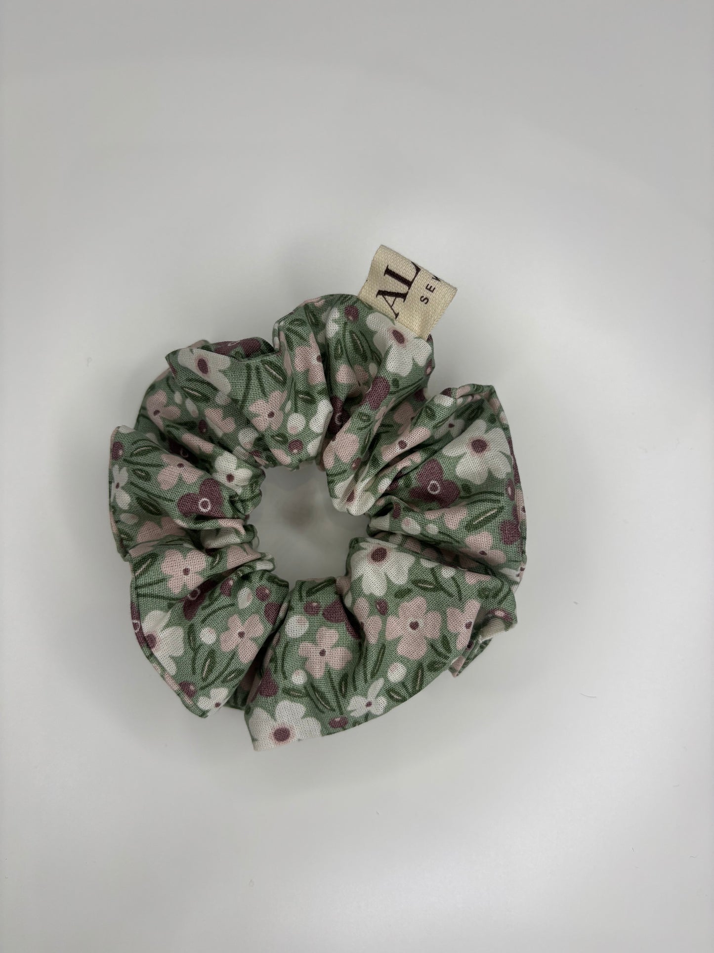 Scrunchies fiori verde in cotone personalizzabile – elastico capelli floreale