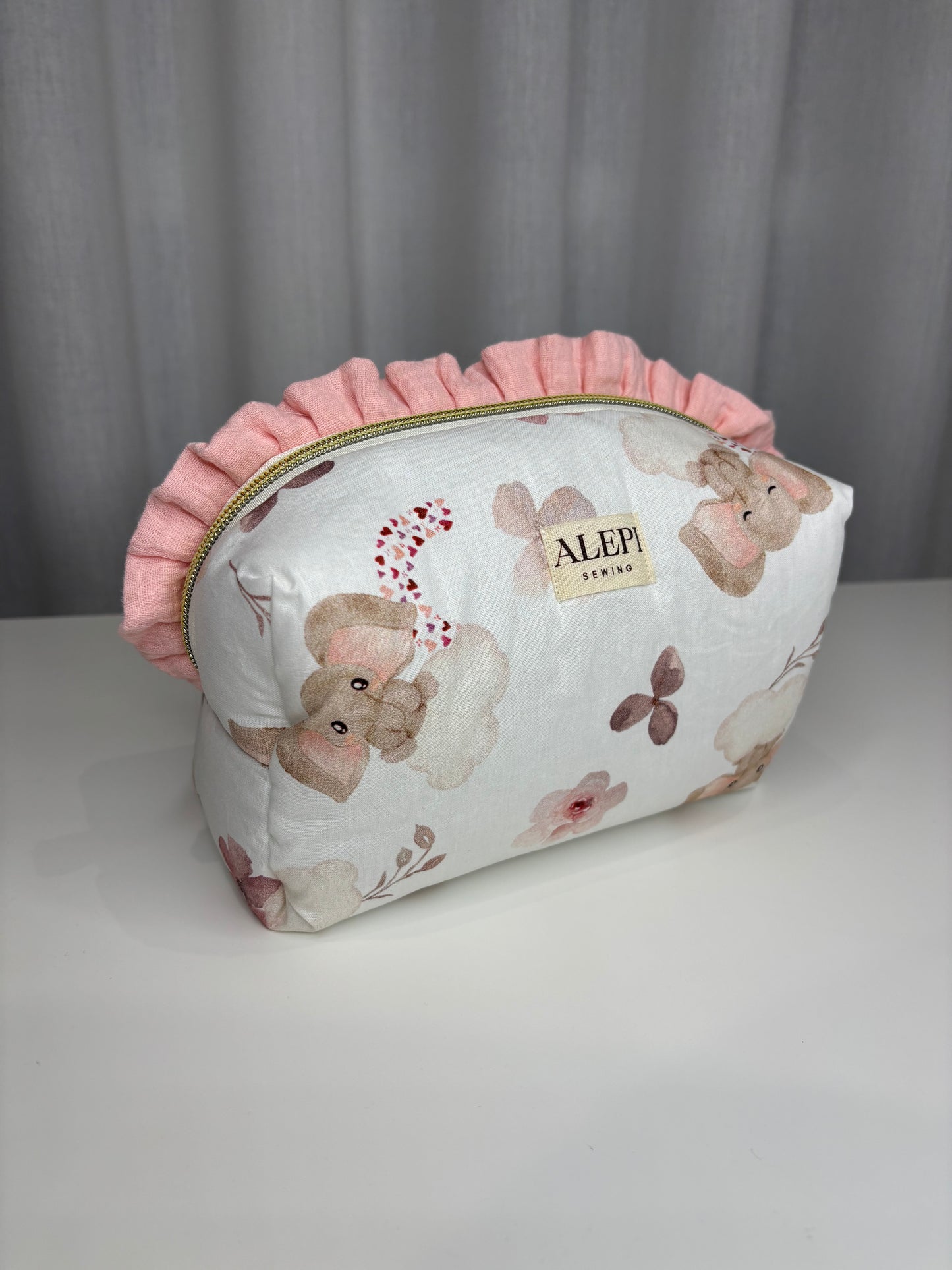 Beauty case neonato elefantini personalizzato con nome – cotone imbottito