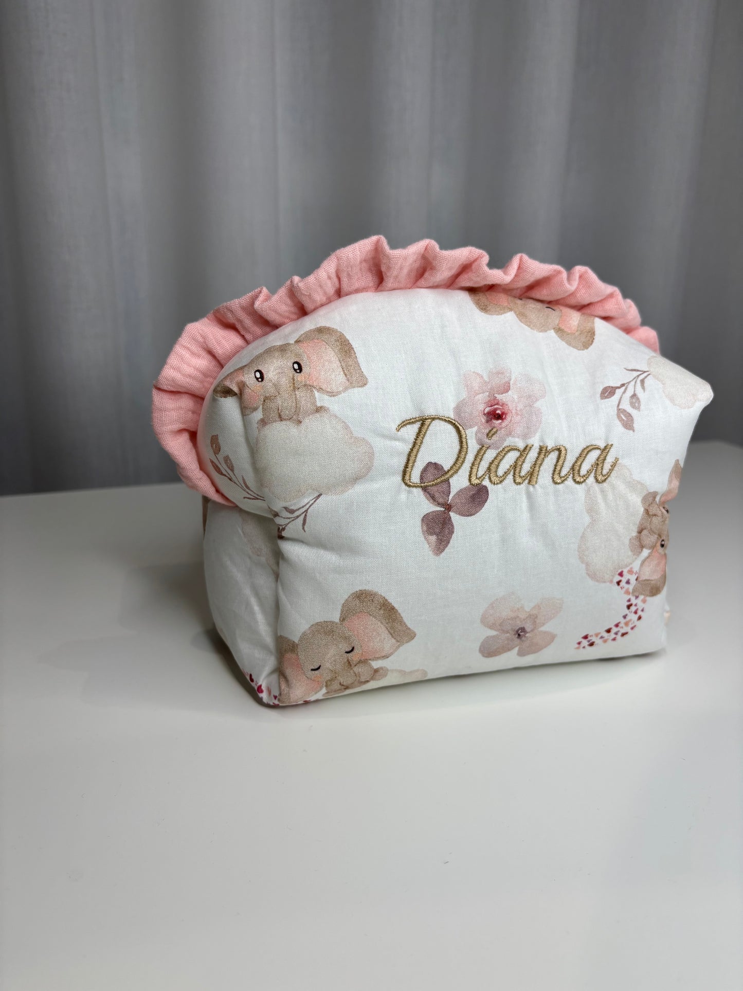 Set asilo neonato personalizzato elefantini – sacca, bavaglino e beauty case